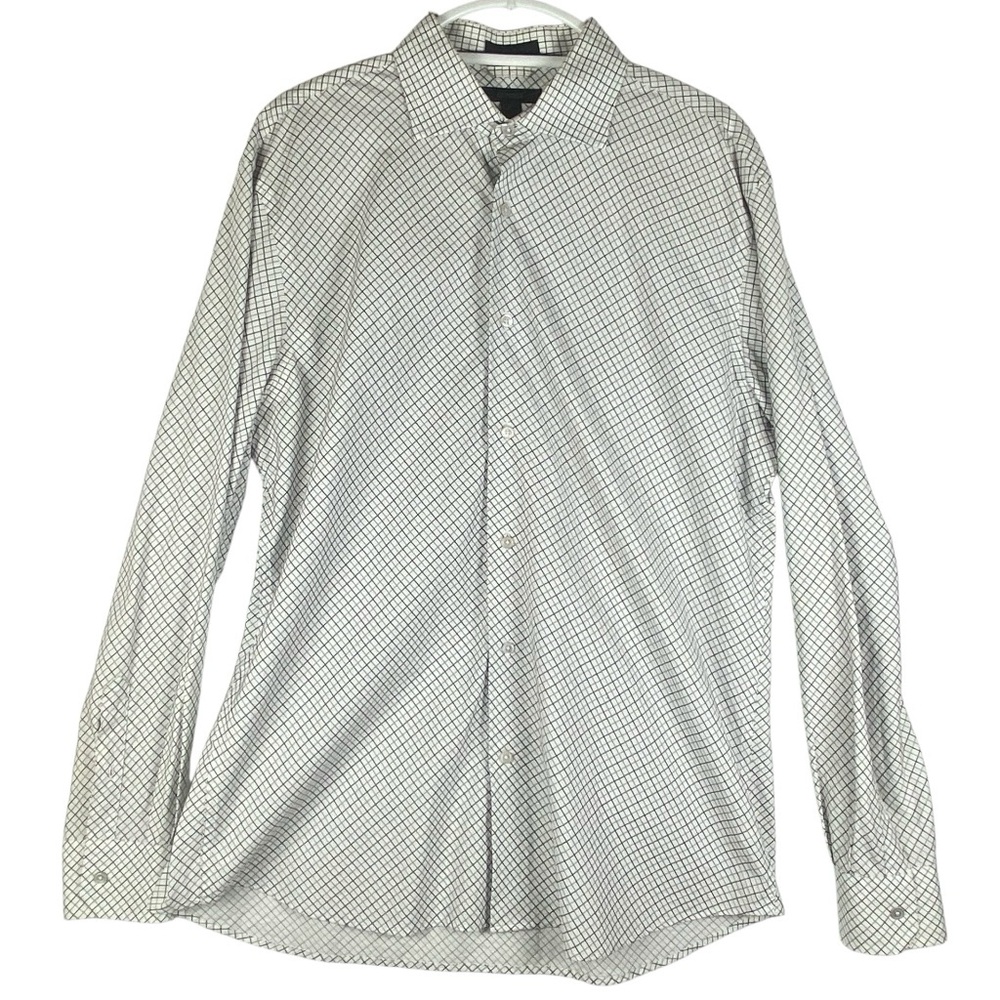 EXPRESS | Men’s Grid Design Button Down Dress Shirt | Size XL — Classic Fit |